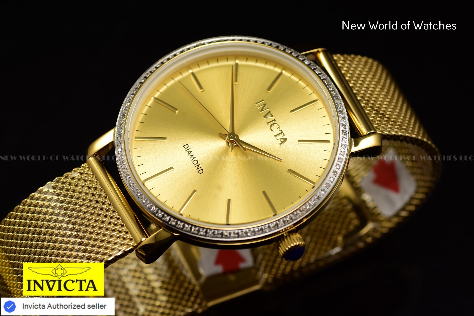 Invicta Elite Diamond 38mm 0.32 Carat Diamond Unisex Gold-Tone Mesh Ladies Watch