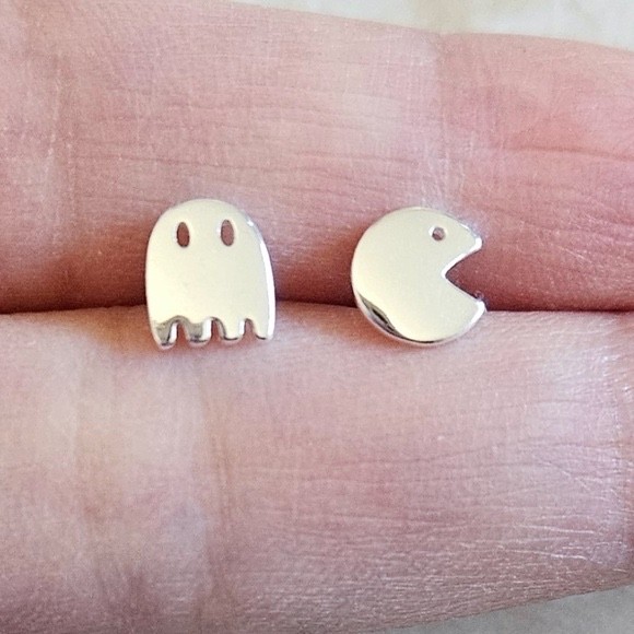 Pac Man Earring Sterling Silver Video Gamer Birthday Gift Daughter Friend Sister