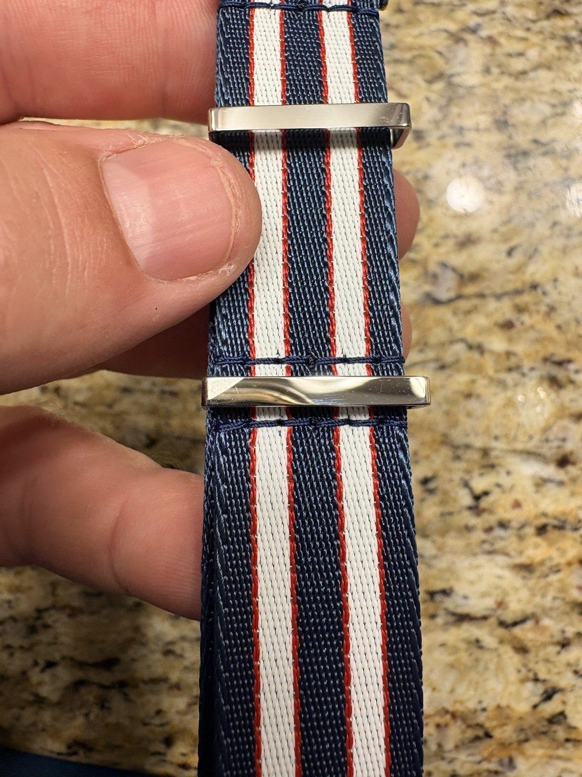 OEM OMEGA Blue And White Stripe Polyester Strap 21 mm