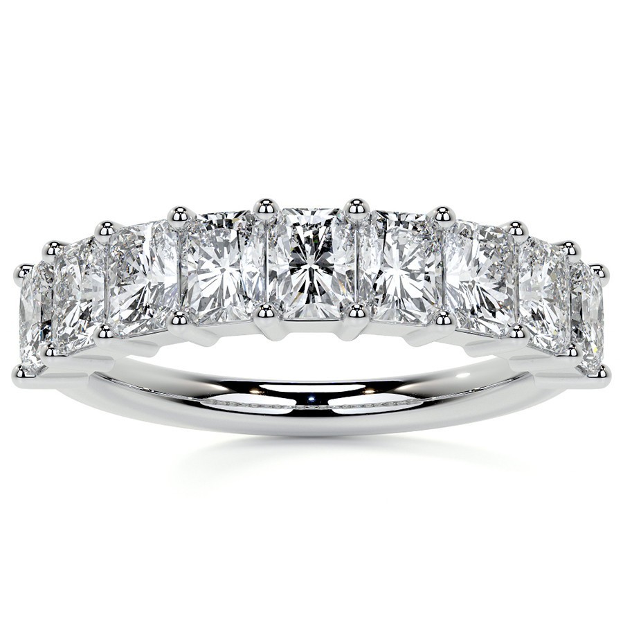 9-Stone 4x3mm Radiant Moissanite Anniversary Wedding Band 14k Gold DEF-VS