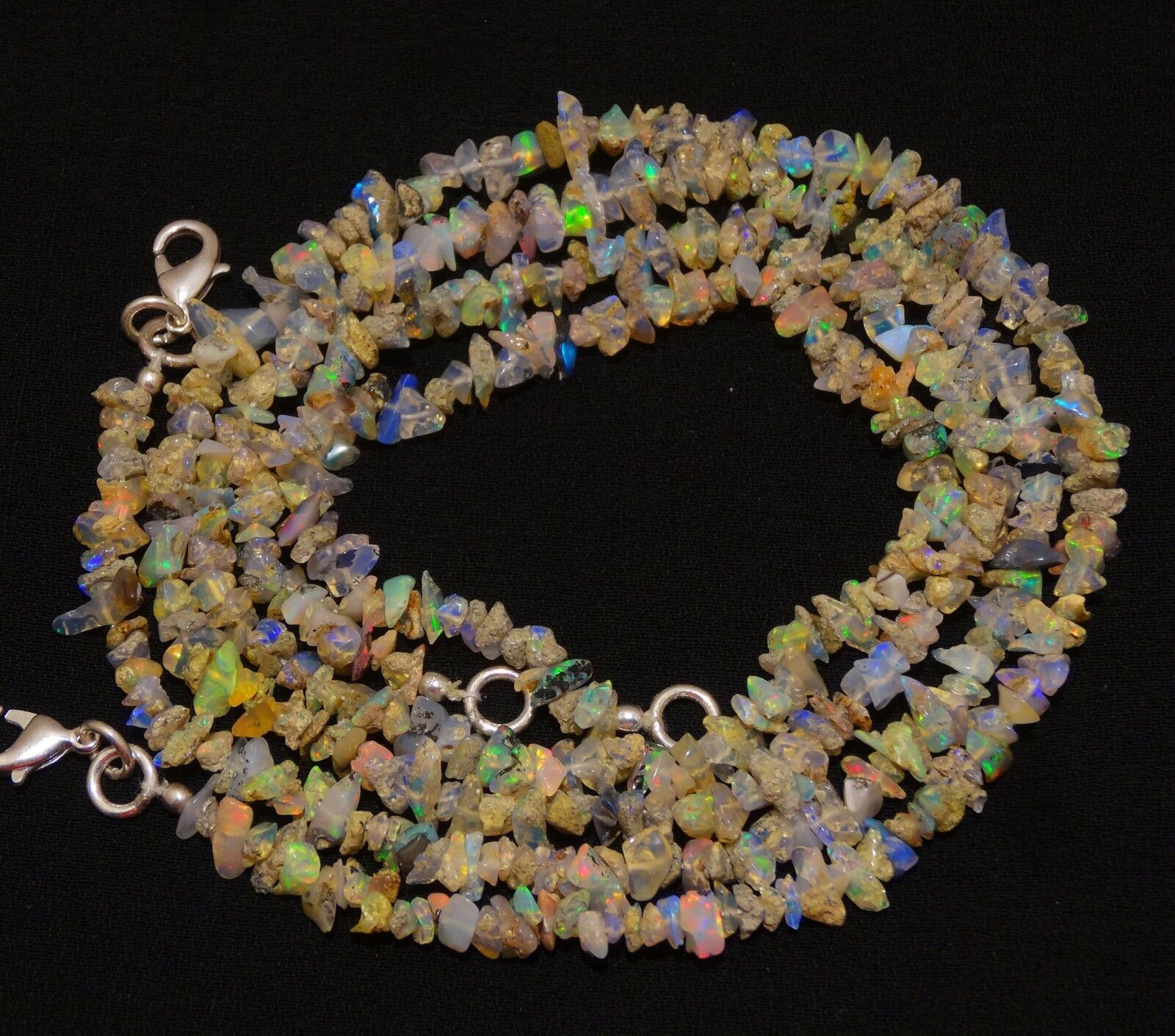 Natural Gem Ethiopian Welo Opal 4 to 5MM Approx. Uncut Beads Necklace 18″ 40Cts.