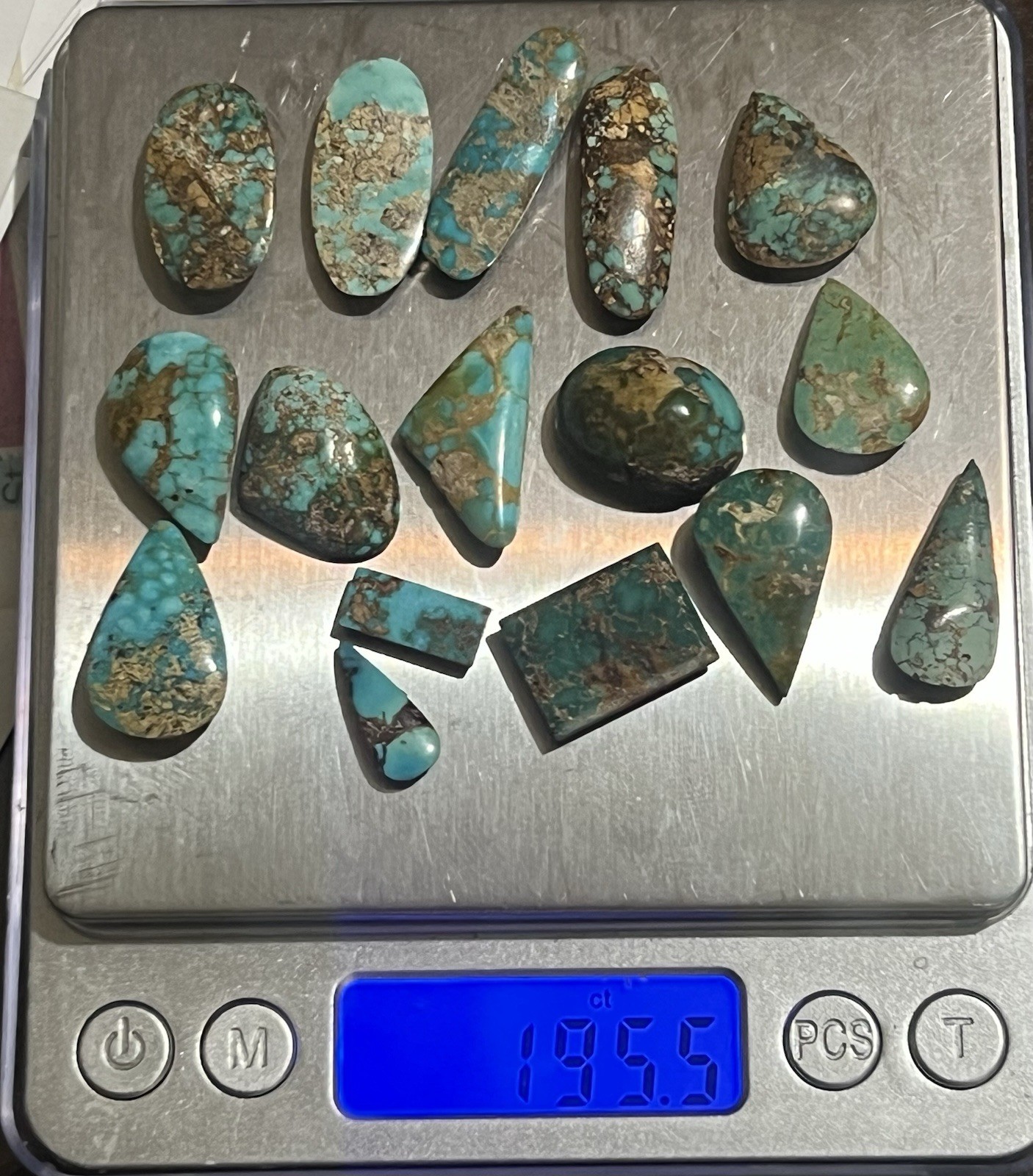 195 Ct Mixed Shape Persian Turquoise Distressed Color Loose Stone ( Lot Of 16 )
