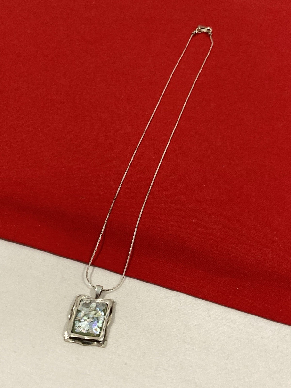NEW OR PAZ PZ ISRAEL Sterling Silver 925 ROMAN GLASS Pendant 20″ Necklace W/BOX