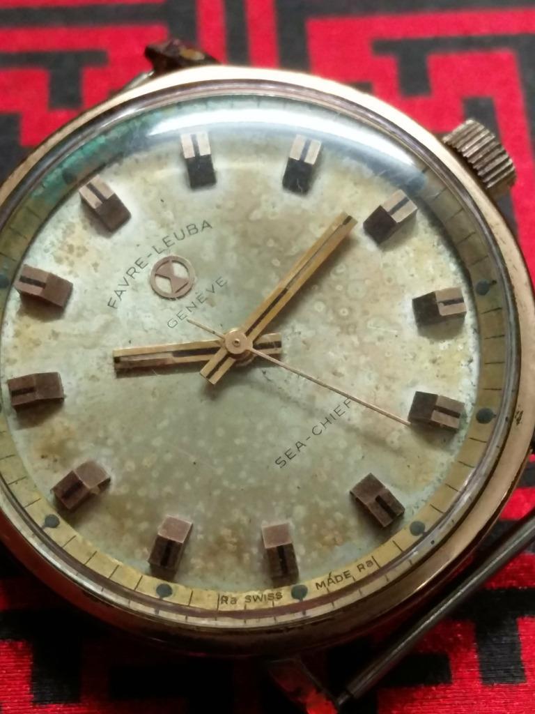 Vintage Gold Plated Men Favre Leuba Sea Chief Manual Winding Watch Head (TP360)