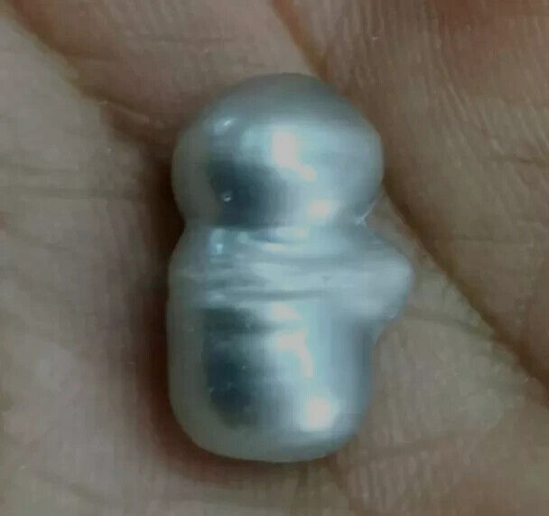 Huge 17×11.2×9.2mm Silver Gray Genuine Loose Pearl Full Drilled & Silver Chain