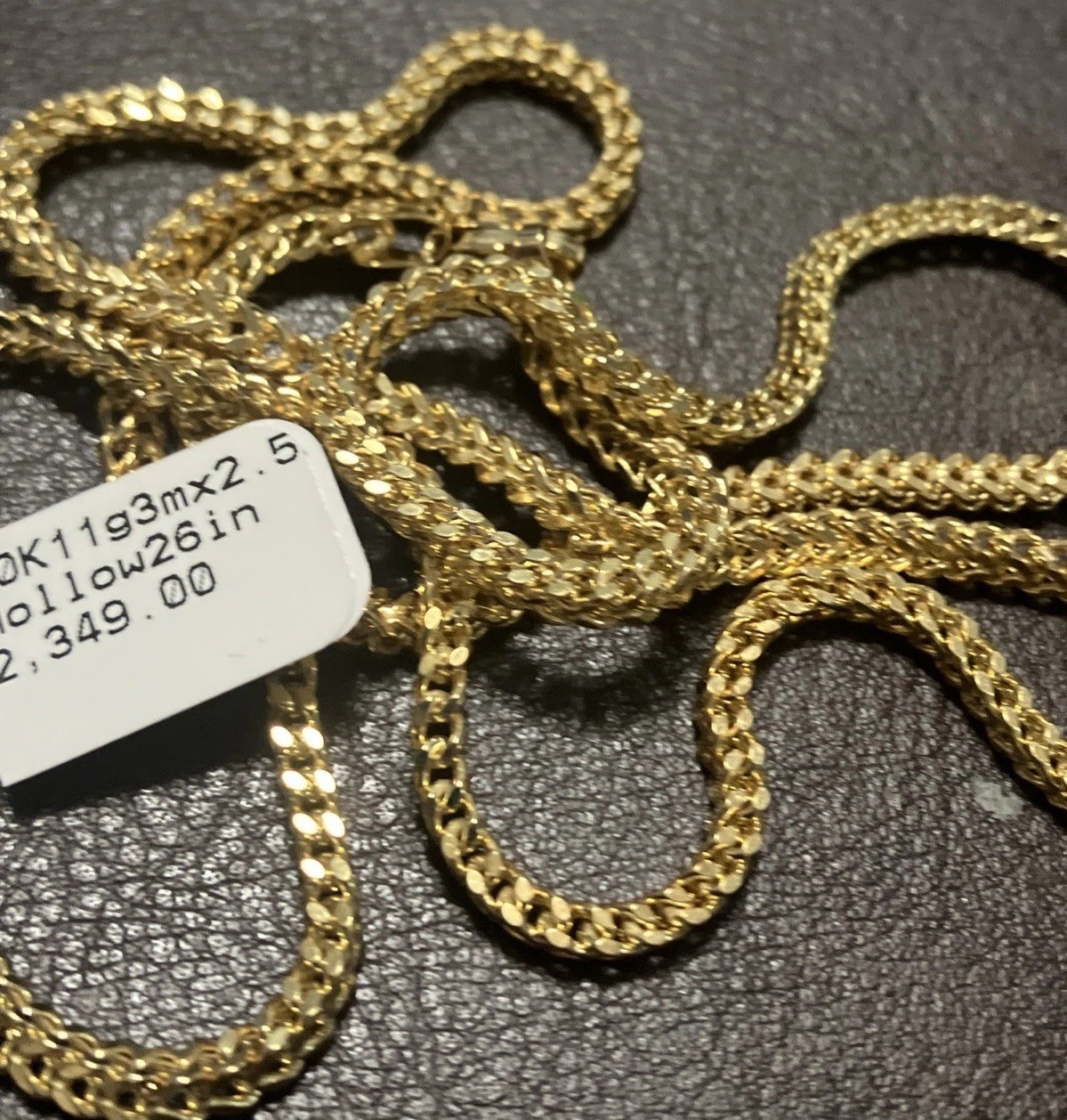 10k Franco Real Gold Semi-Solid/Hollow Chain 11grams 26” 3×2.5mm Starz Brand NWT