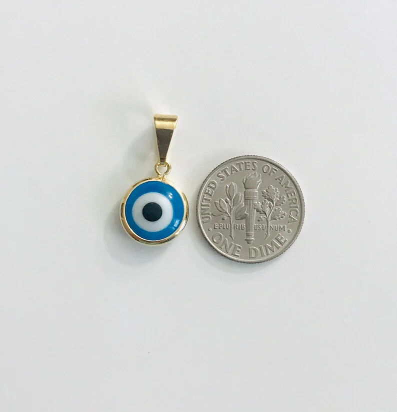 18K Gold Filled Blue Evil Eye Necklace / Pendant / Cadena / Dije Ojo Turco- P116