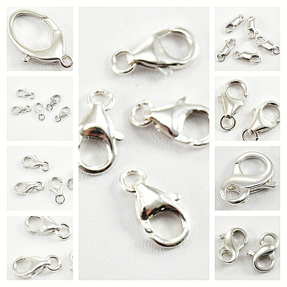 .925 Sterling Silver Lobster Claw Clasp 5mm 6mm 7mm 8mm 9mm Made in USA Findings