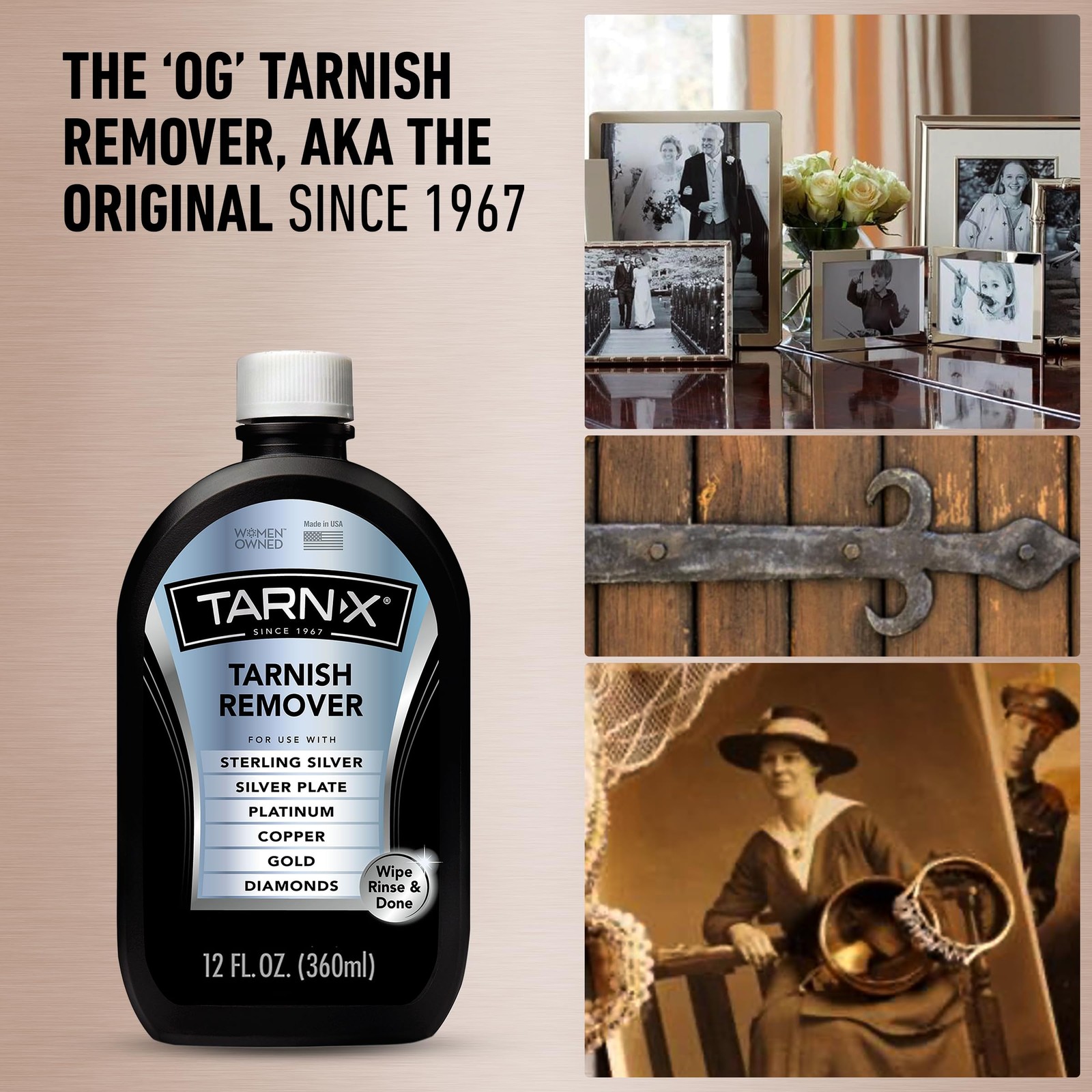 Tarn-X Tarnish Remover, 12 oz. Bottle, Platinum, Copper, Gold, Diamond, Silver P