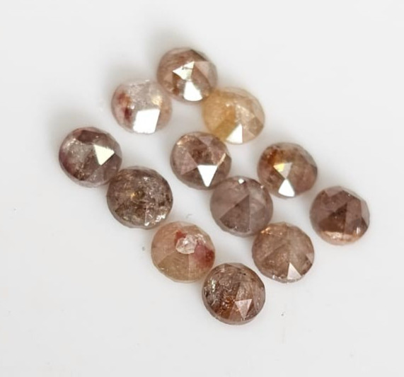 Reddish Round Rose Cut Natural Diamond 3mm to 4mm (12pcs) for Jewelry