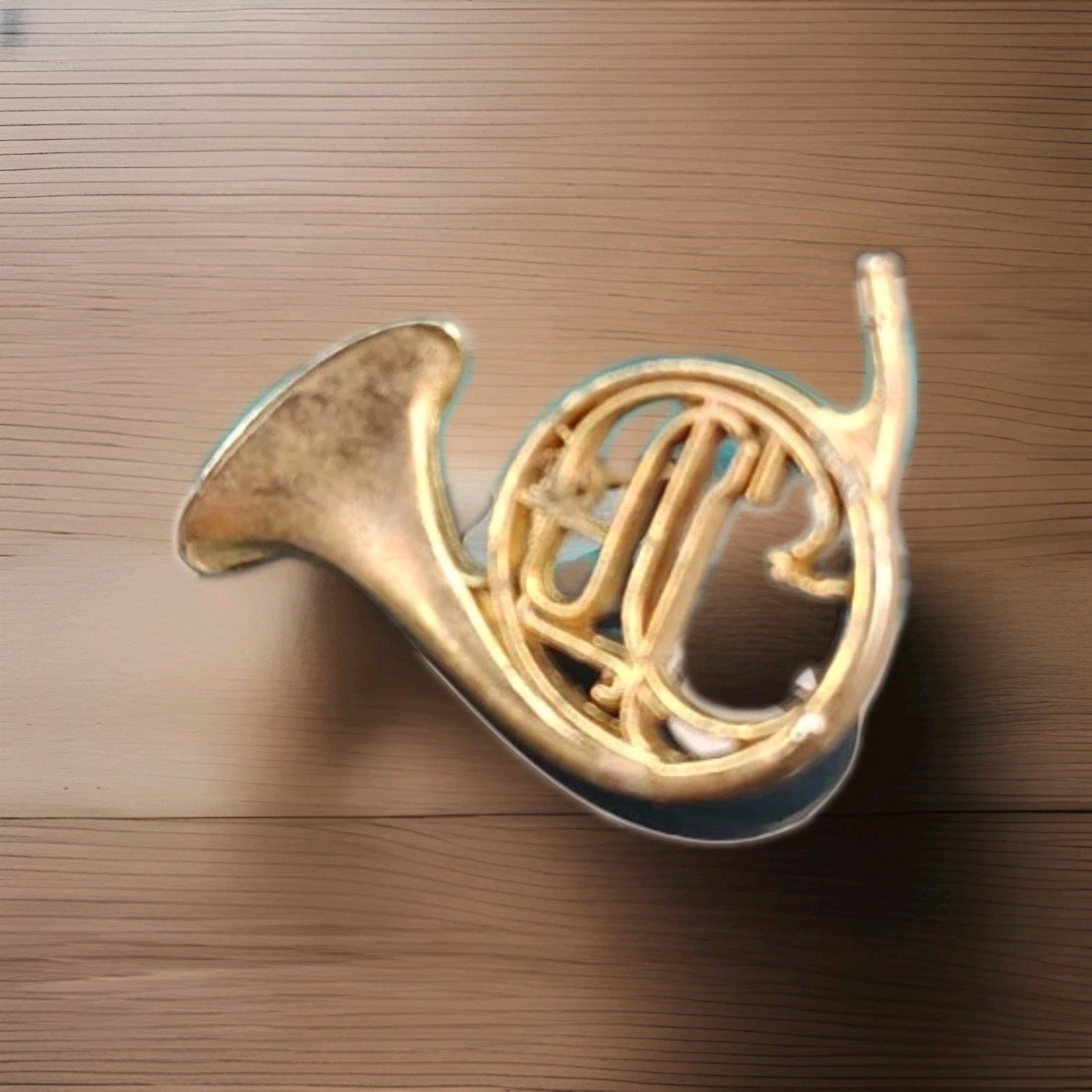 Vintage Brass French Horn Pin Future Primitive USA Music Lapel Brooch Gift Jewel