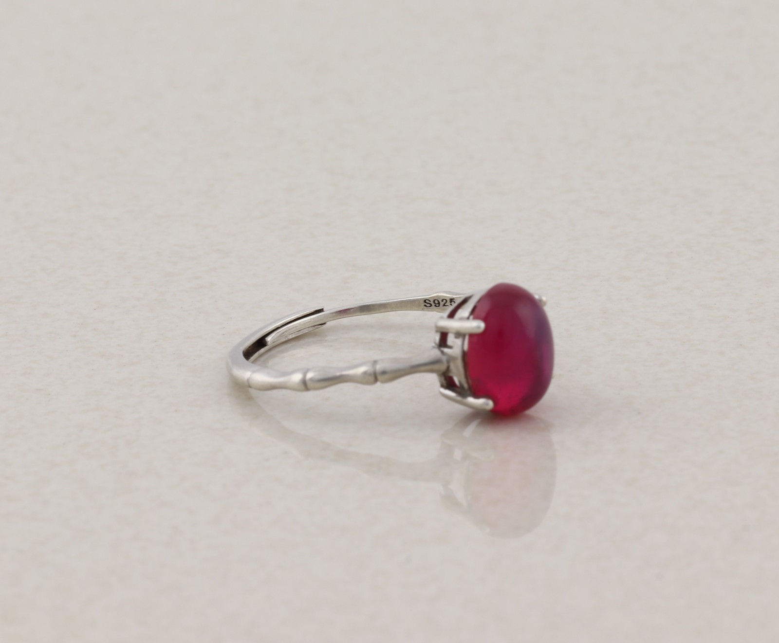 Sterling Silver Lab Created Star Ruby Sapphire Ring Size 7 Adjustable