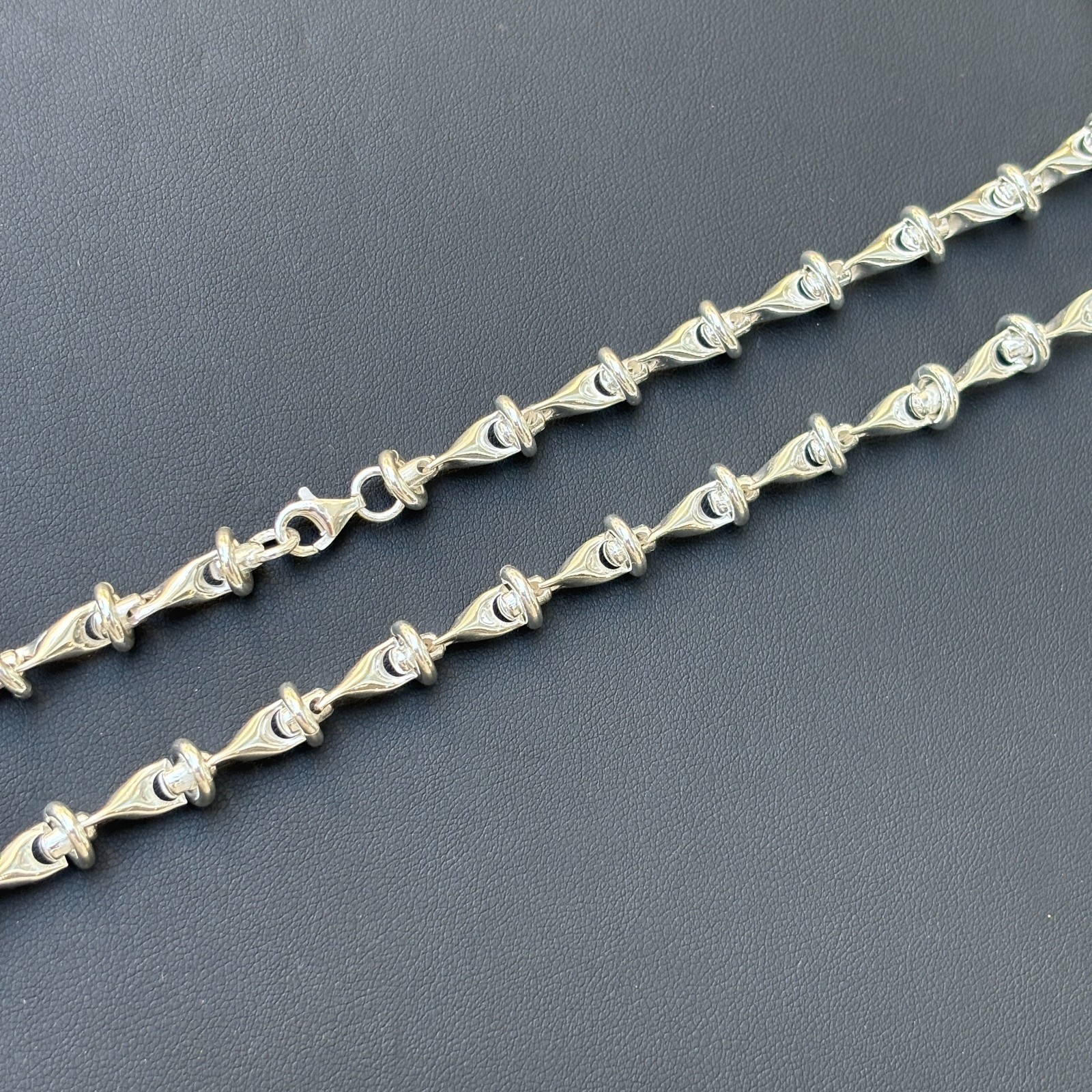 8mm Barbed Wire Chain Necklace – Real Solid 925 Sterling Silver Made In Italy