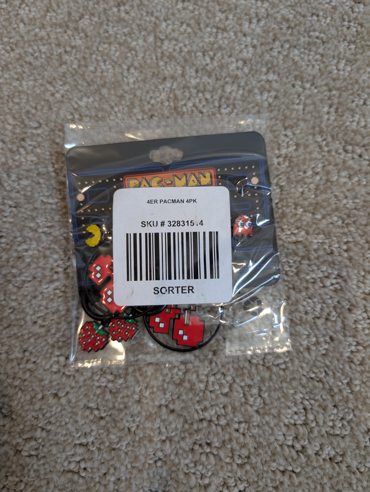 PAC-MAN pacman Characters 4 Pair Of Fruit Hoop Earring Set Red Ghost Cherry