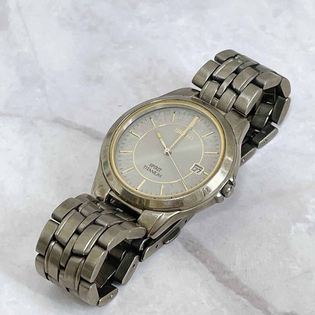 SEIKO Spirit Titanium Watch, Date Display, Men’s, Two-Tone