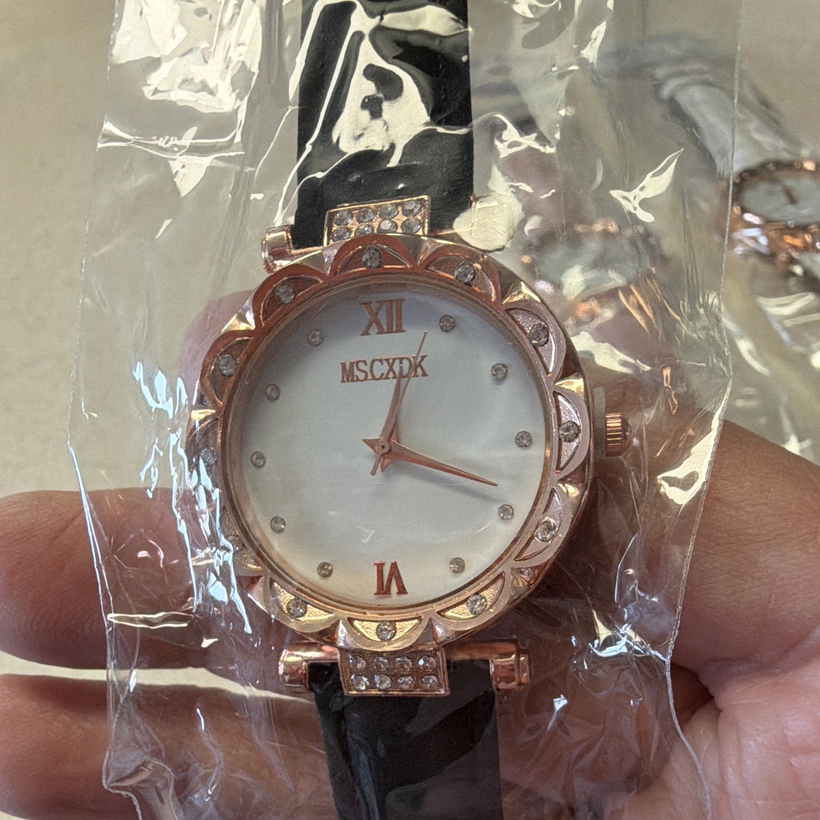 MSCXDK Women’s Quartz Analog Wristwatch Lot of 3 Rose Gold w/ Faux Leather