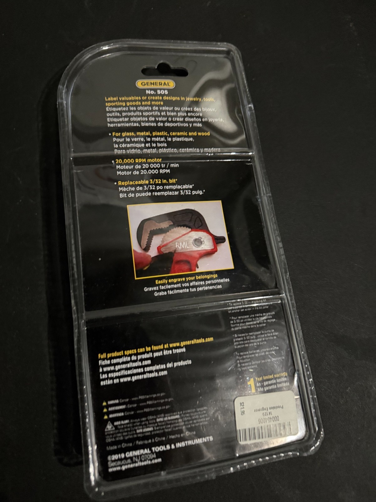 General Tools No. 505 Cordless Precision Engraver, Diamond Coated Tip, New Seale