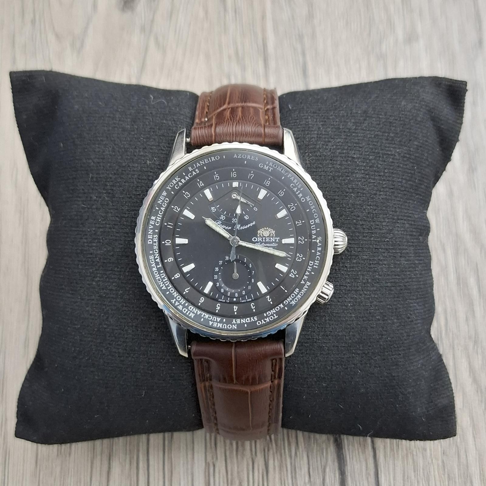 Rare Orient King Master World Time Chronograph Black Dial Date Watch Vintage Men