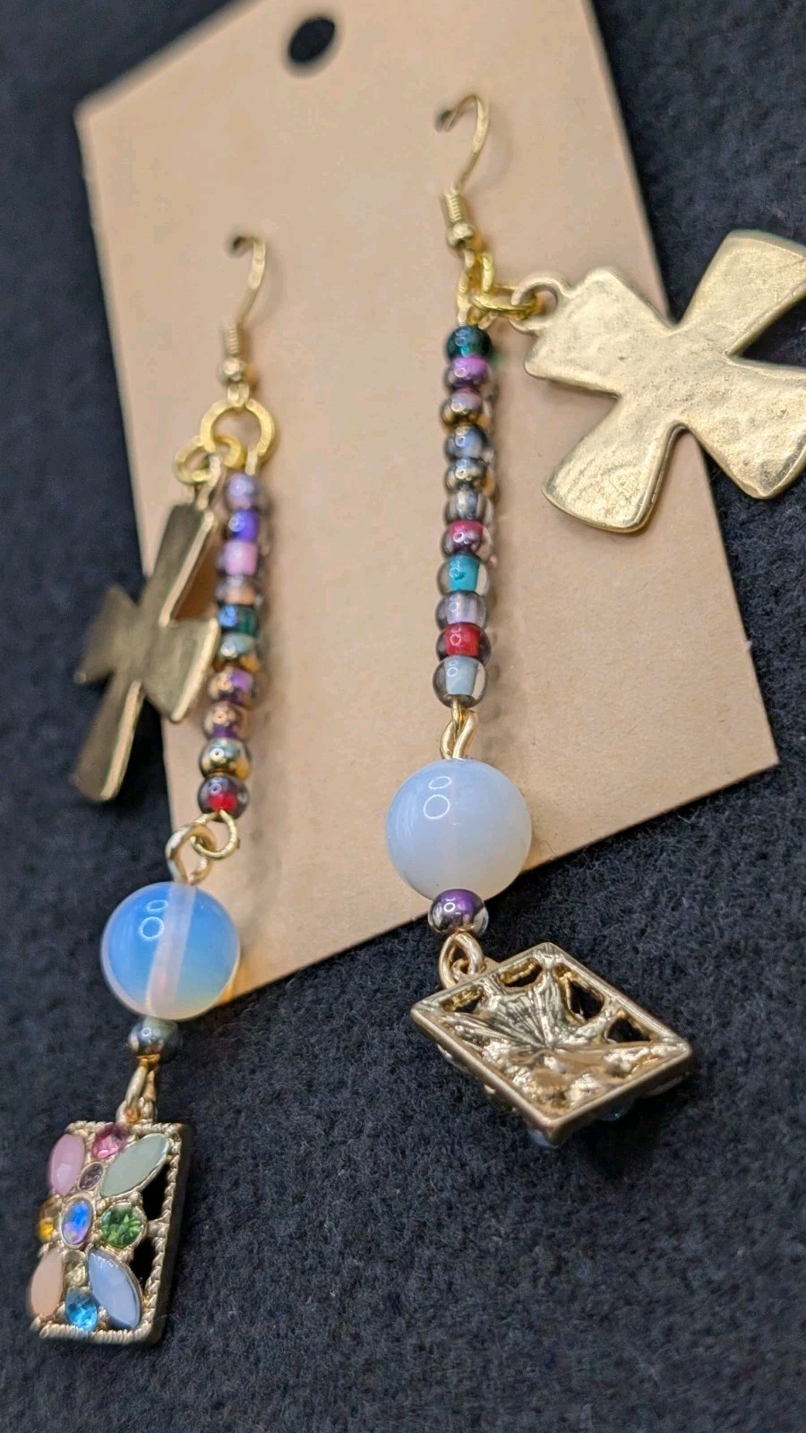Women’s Flower Stylish Boho Mixed Beaded Drop Dangly Hook Earrings 🩷❤️💜💙💚🤍