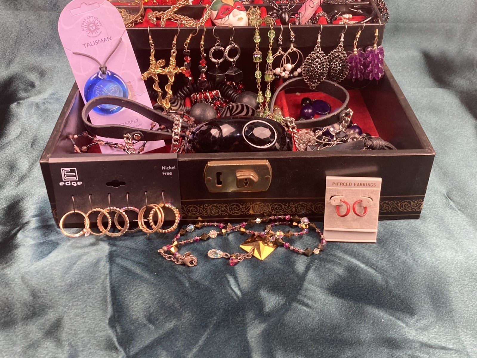 50Lot Gothic Inspired Costume Jewelry Romance Goth Earring Emo & Jewelry Box