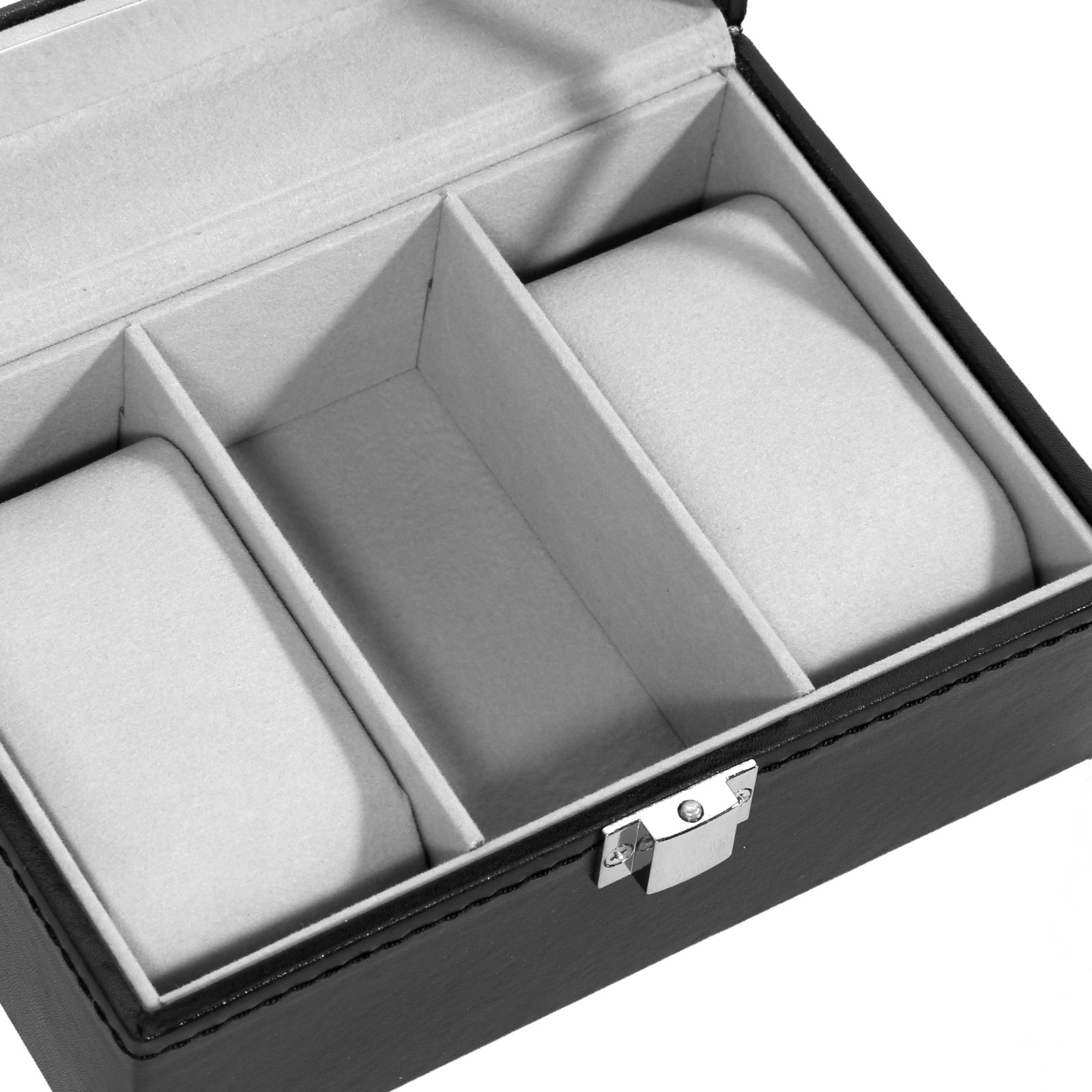 3 Slot PU Leather Watch Box Organizer Display Case Soft Pillow Travel Gift Men