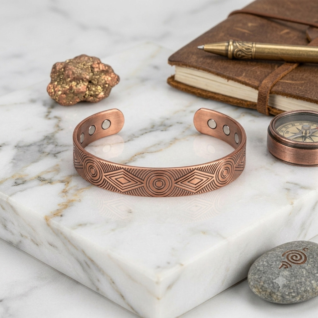 9 Pack Solid Copper Magnetic Bracelet Arthritis Pain Therapy Cuff Set Display