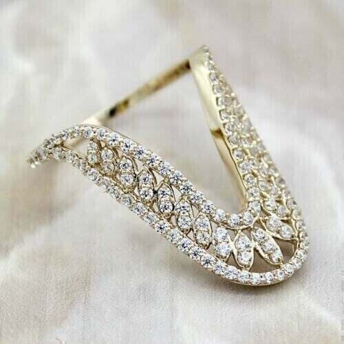 Round Cut Simulated Diamond Gorgeous Wedding Band Ring In 14k Yellow Gold Plated
