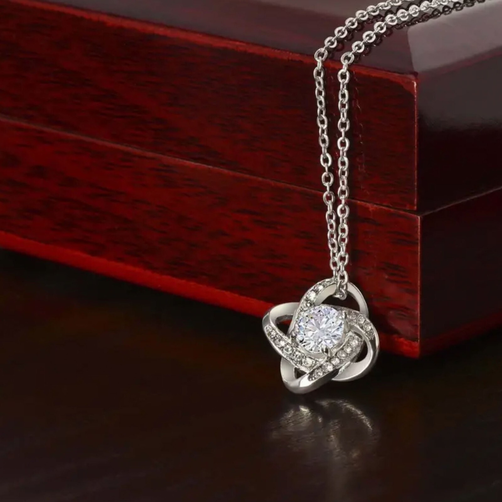 Love Knot Moissanite Elegant Design Fashion Pendant 925 Sterling Silver Necklace