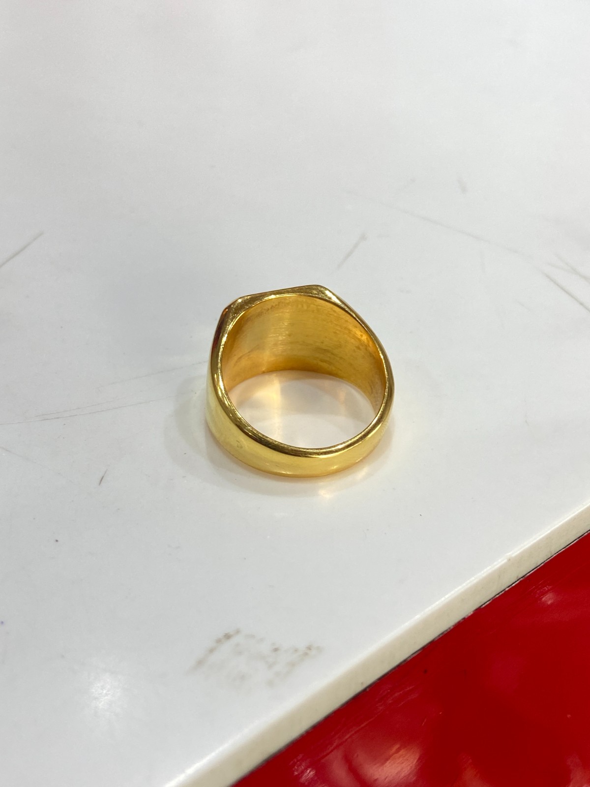 18K Gold Plated Signet Ring 925 Sterling Silver Square Face Men’s Band 4US-15US