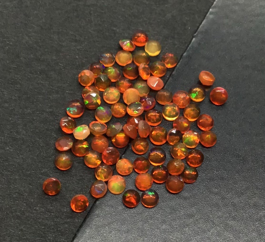 AAA Natural Ethiopian Orange Fire Opal Round Cut Loose Gemstone For All Jewelry