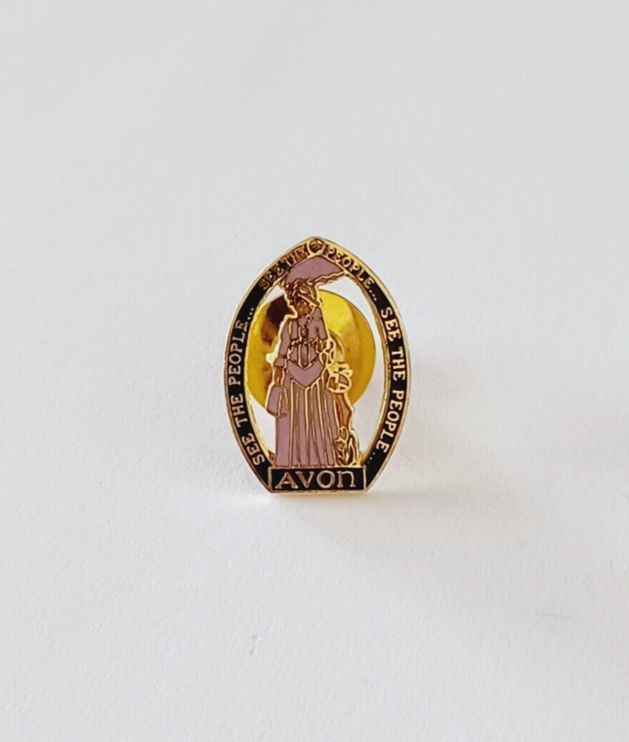 Avon Pink Lady See The People Collector Label Award Tac Pin