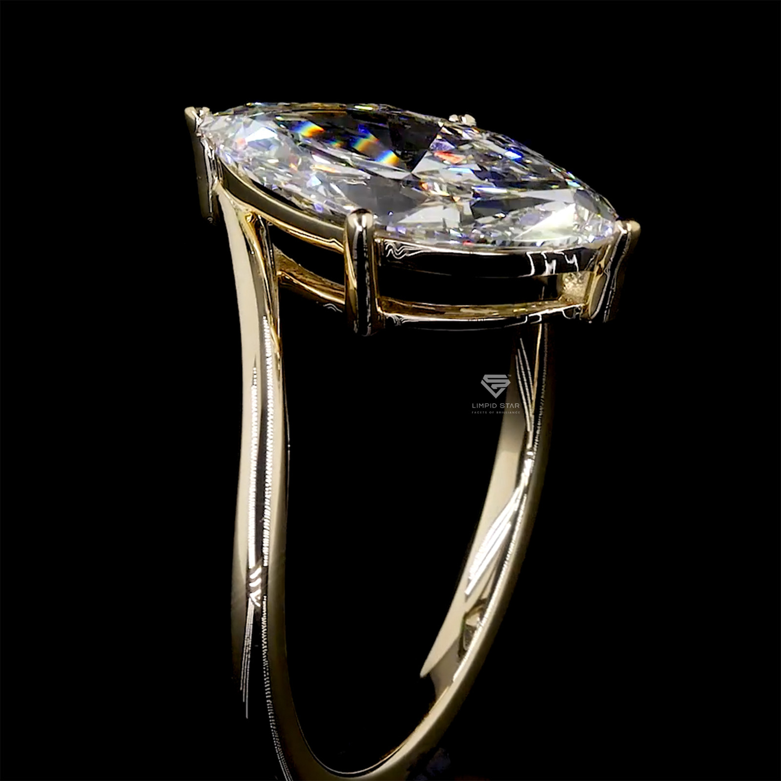 2.40CT Marquise Cut Lab Grown Diamond Ring G VS1 IGI 14K Yellow Gold Size 6