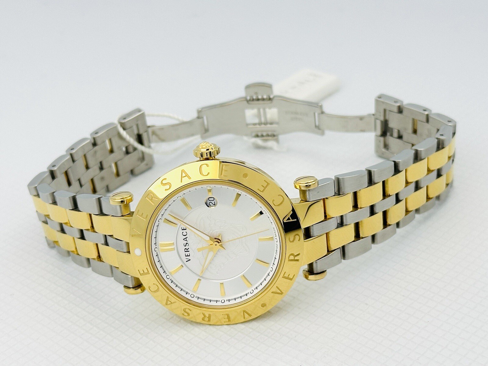 Versace VQP080015 V-Race 42mm Two-Tone Bicolour IP 2N + Silver Bracelet Watch
