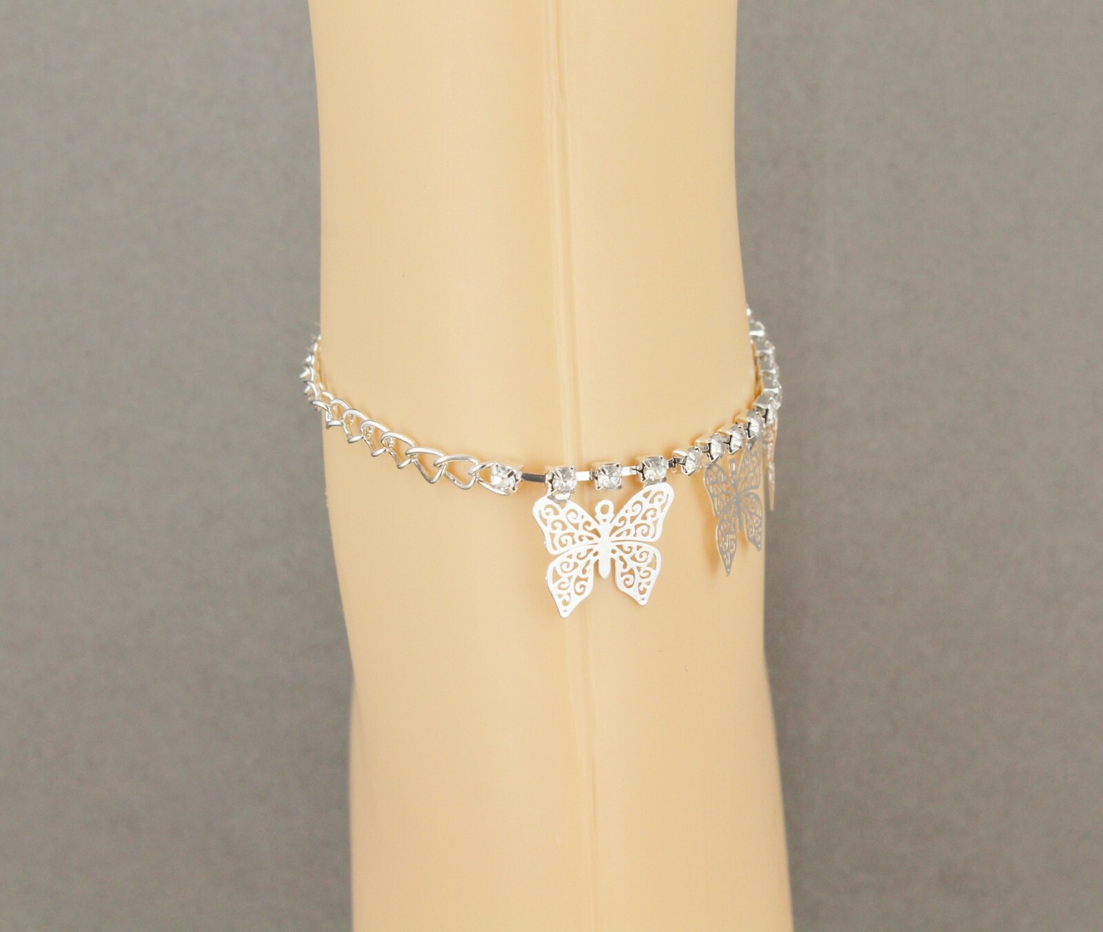 silver butterfly anklet charm dangle pendant adjustable ankle bracelet dangly