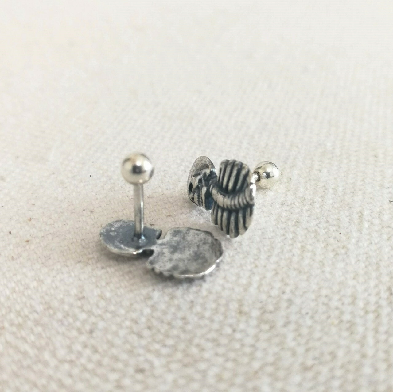 925 Sterling Silver Skull Skeleton Screw Back Ball Stud Earrings Gothic Unique