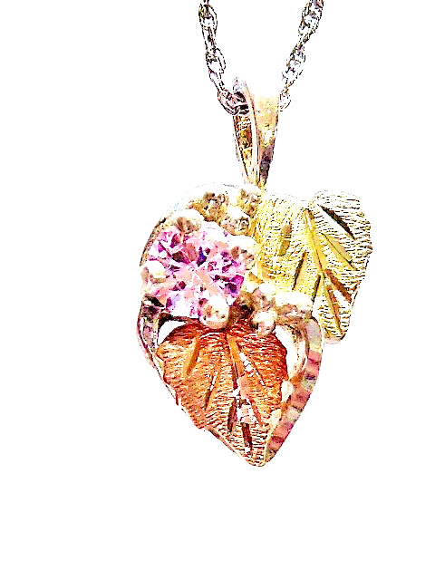 LANDSTOM’S BLACK HILLS GOLD STERLING 12K YELLOW/ ROSE GOLD PINK STONE NECKLACE