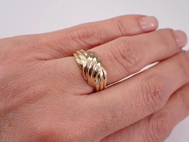 Love Knot Estate Anniversary Band Ring Antique 14K Yellow Gold Plated Silver