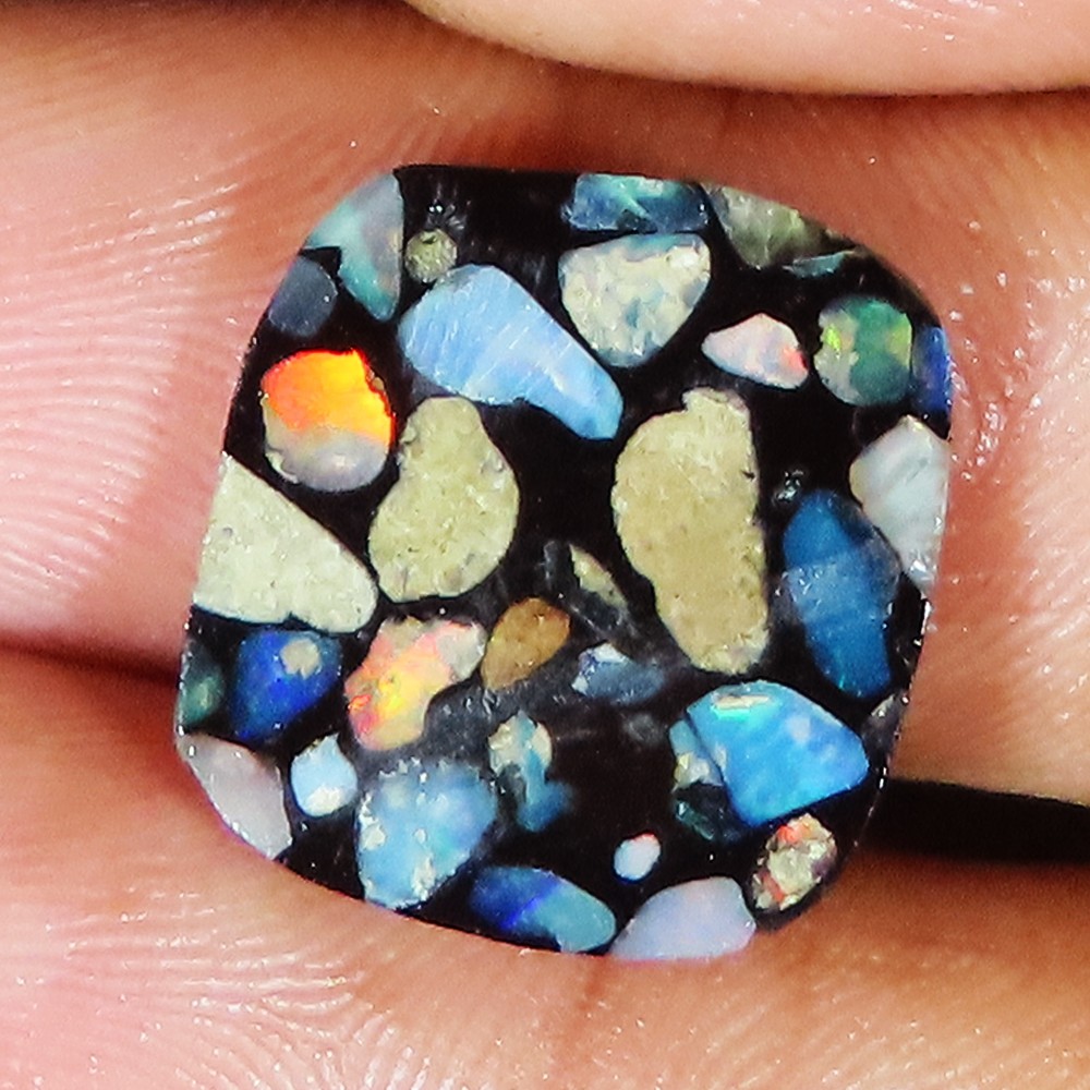 6.15 Cts Ethiopian Composite Opal Cushion Cabochon Gemstone 16x16x3 mm lp-178