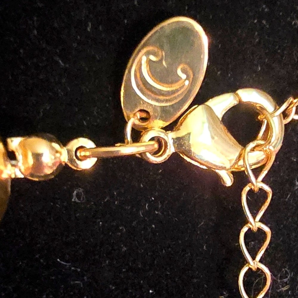 Charming Charlie Gold Tone Necklace With Black Beads – Approx 18 Inches Long