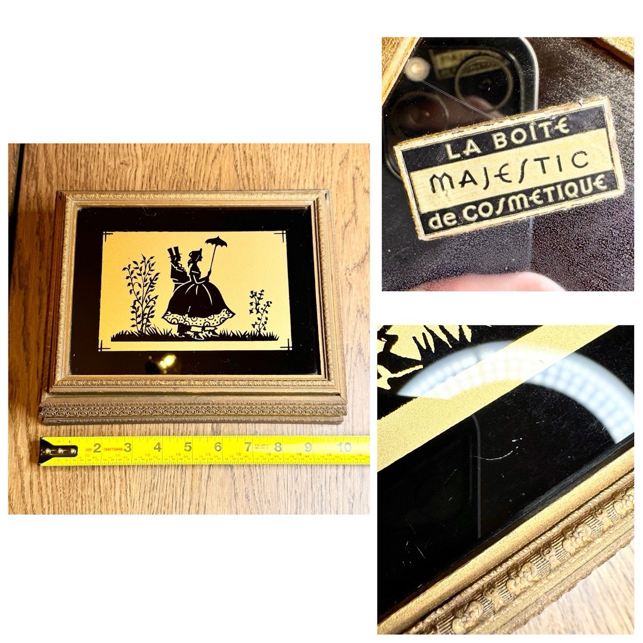 Vintage Estate Sale Brooch & Pin Lot 54 Pieces w/ 1940s Silhouette Jewelry Box
