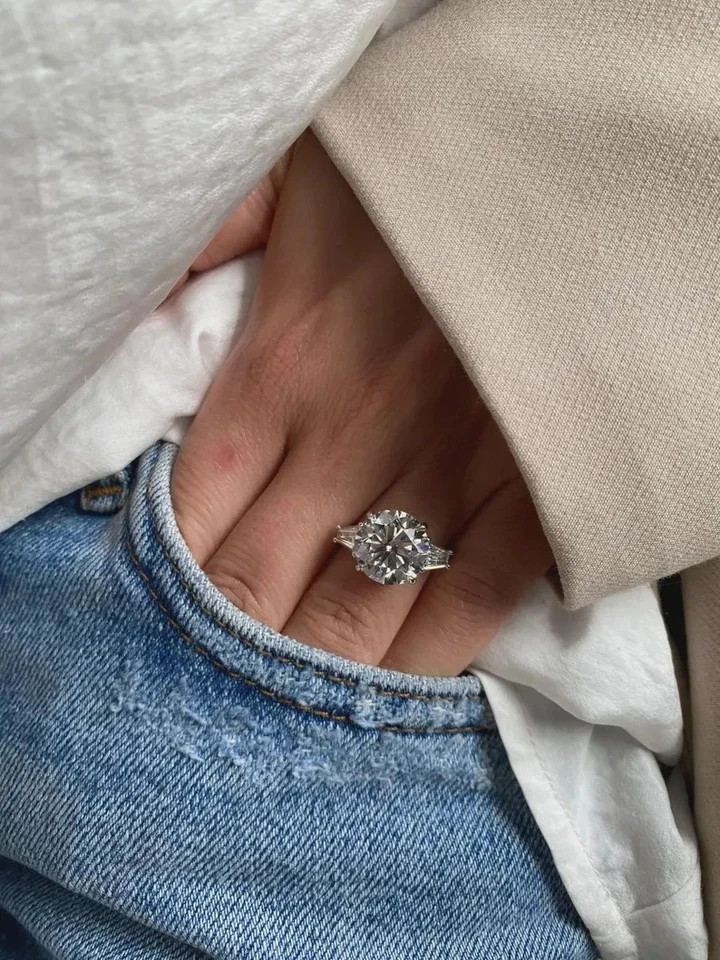 3.60 Ct Round Cut White Moissanite Wedding Engagement Ring 925 Sterling Silver