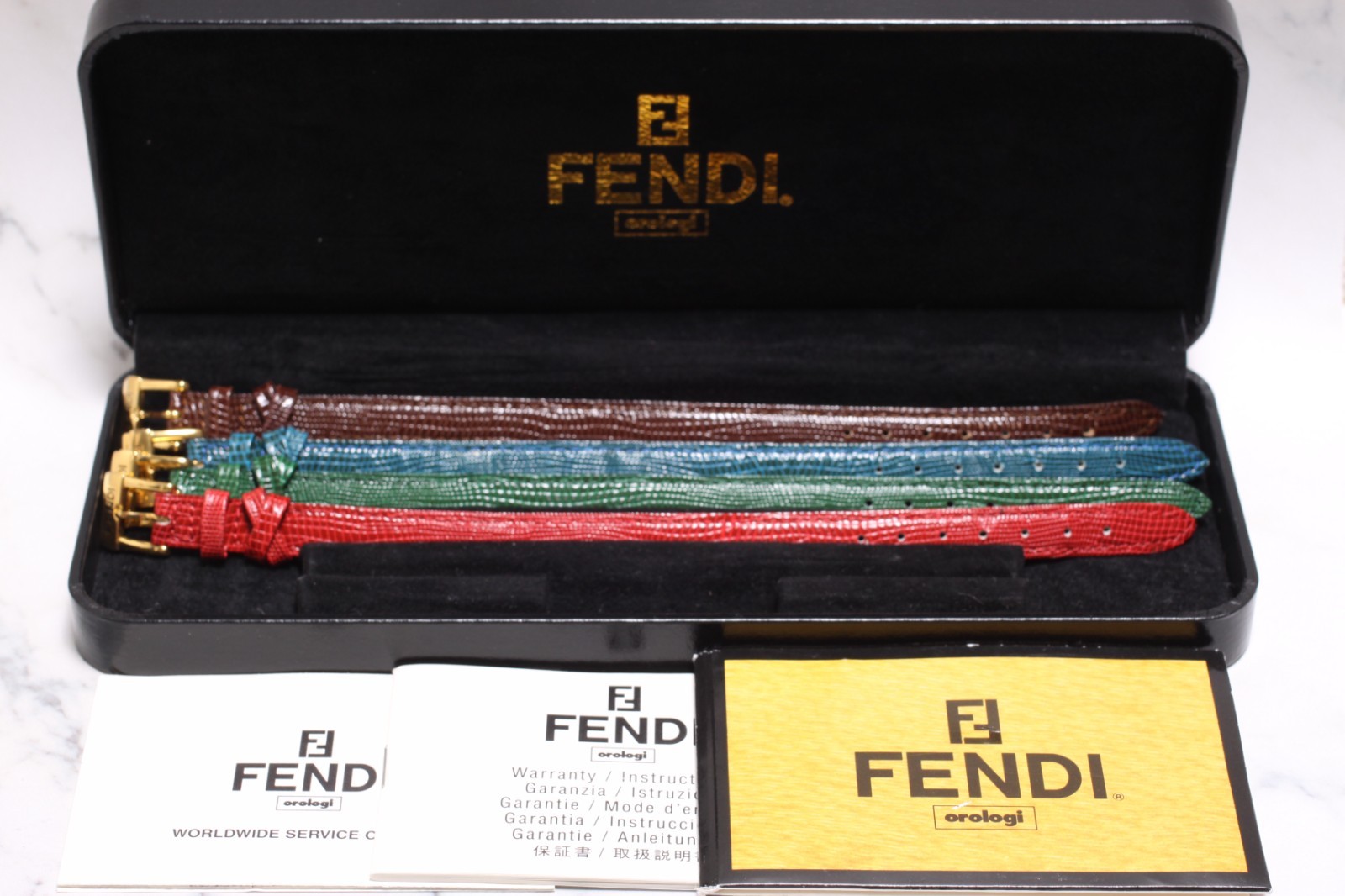 Vintage *N MINT w/Box* FENDI 640L Chameleon 5 Colors Change Belt Qz Ladies Watch