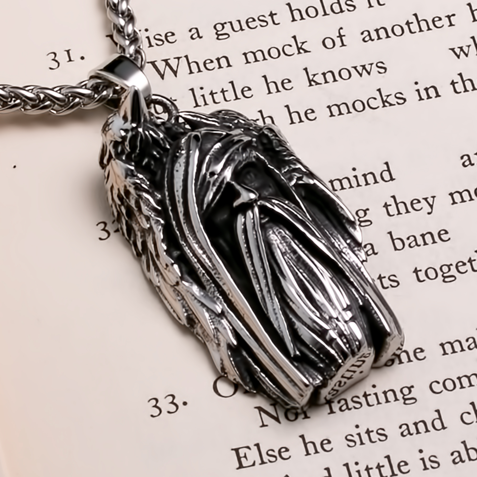 Viking Odin Ravens Stainless Steel Pendant Necklace