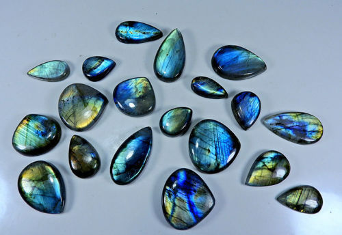 NATURAL MULTI FLASH LABRADORITE PEAR SHAPE CABOCHON LOOSE GEMSTONE WHOLESALE LOT