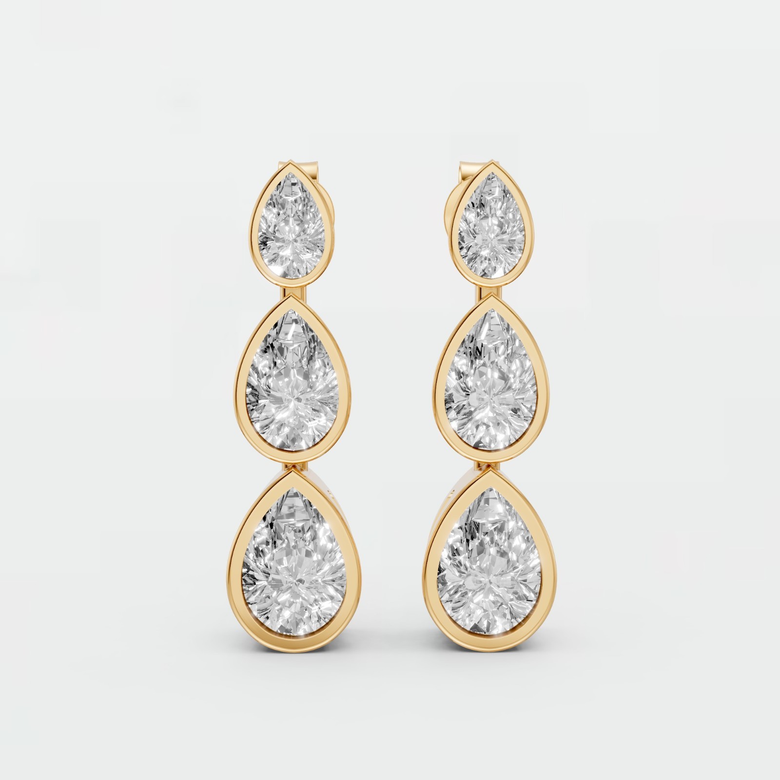 Modern 1.98 CTW Pear Lab Grown Diamond Drop Solid Gold Dangle Earrings