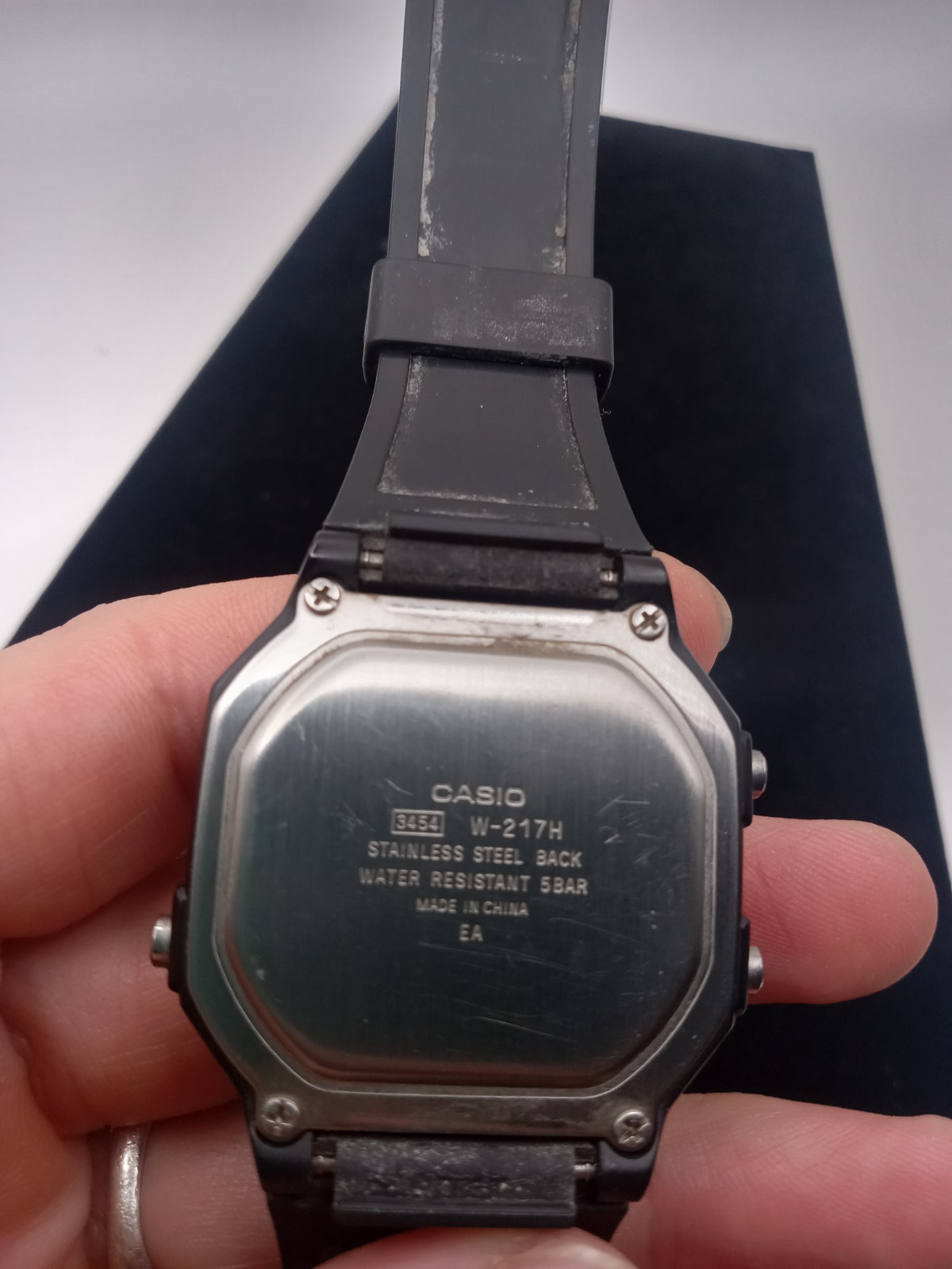 Casio Mens Watch 38mm Digital Green Camo Dial Black Resin 3454 W-217H