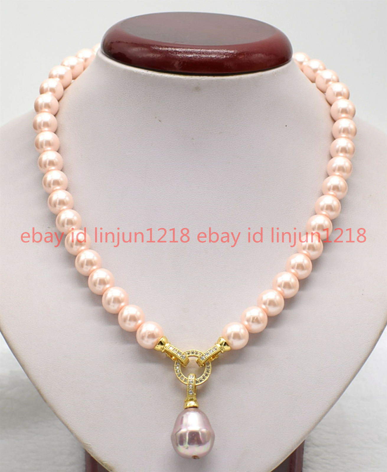 Fashion 10mm Gold Black White Sea South Shell Pearl Pendants Necklace 18”