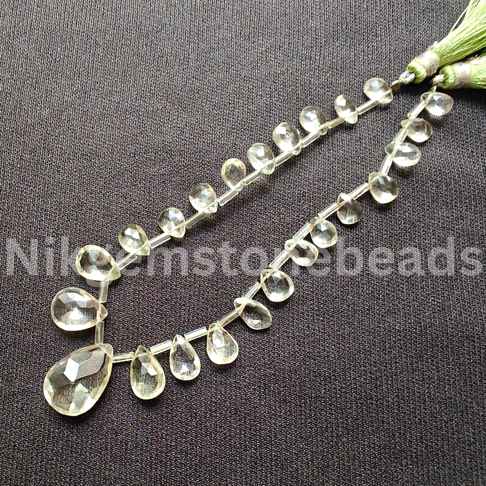 Natural Green Amethyst Beads, Briolette Faceted Pear Cut Gemstone, 7.50-17.50 MM