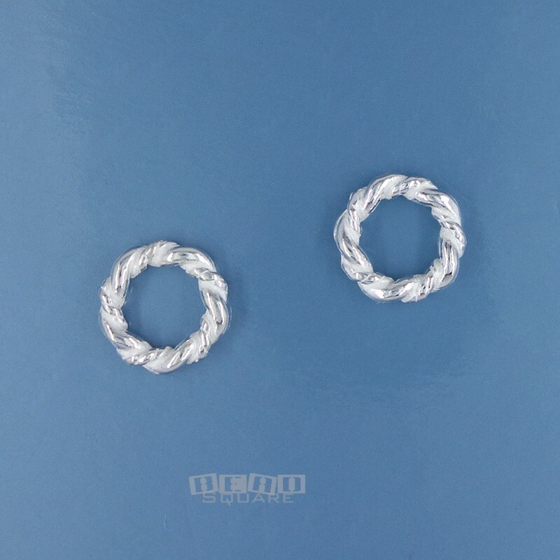 2 Sterling Silver Twist Rope Closed Jump Rings / Spacer Beads 2.2x 10.6mm #33147