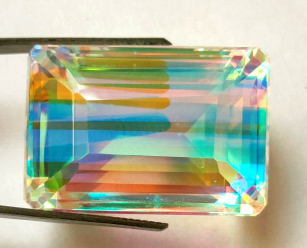AAA+ Large Mystic Quartz 84.05 Ct. Emerald Cut Loose Gemstone Gift For Women